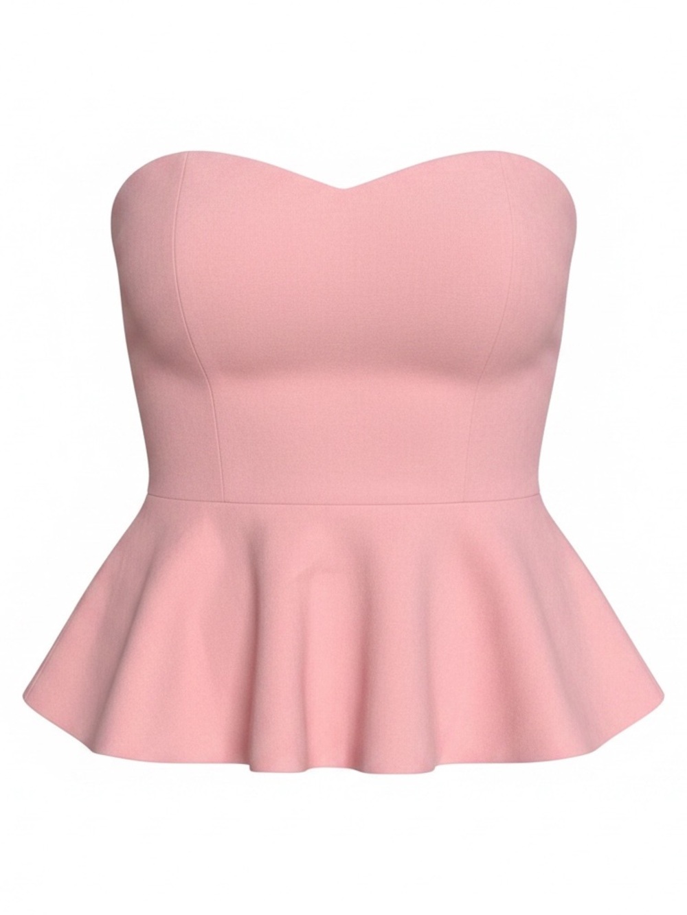 M light coral strapless peplum sweetheart neckline back zip